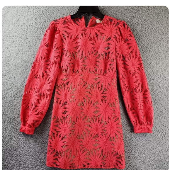 MICHAEL MICHAEL KORS Palm Lace Mini Dress - Sangria - size 0 - Picture 2 of 13